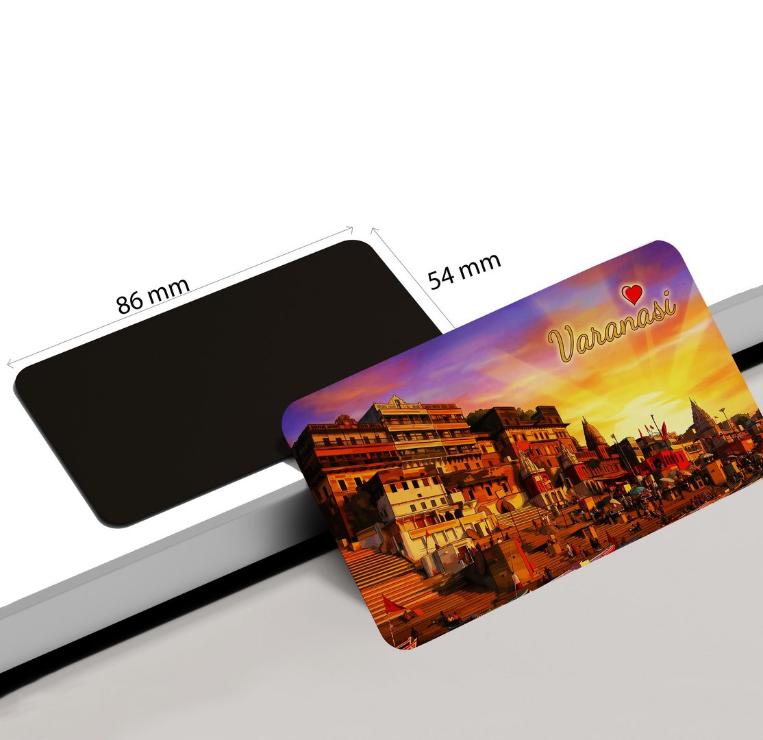 dhcrafts Rectangular Fridge Magnet Multicolor Uttar Pradesh Varanasi Design Pack of 1 (8.6cm x 5.4cm)